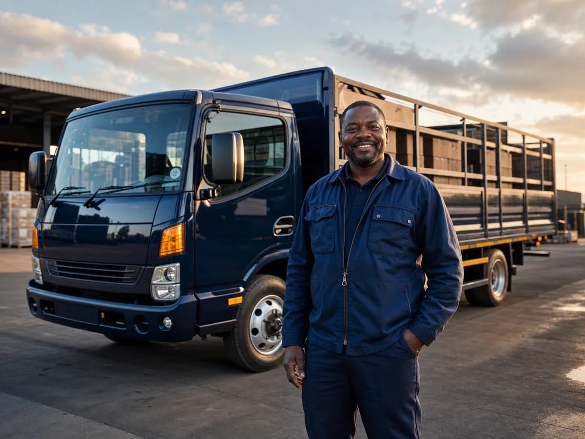 Verified South African vehicle partner beside a truck